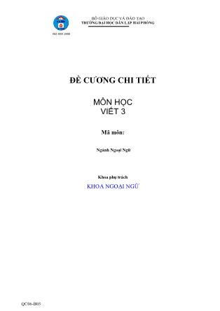 Đề cương môn học Viết 3