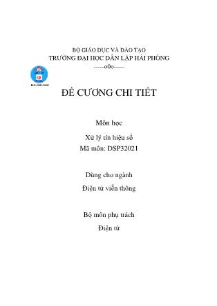 Đề cương môn học Xử lý tín hiệu số