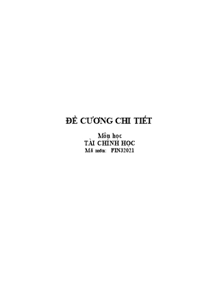 Đề cương môn Tài chính học - Phạm Thị Nga