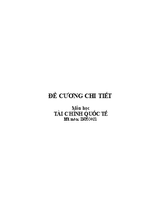 Đề cương môn Tài chính quốc tế - Phạm Thị Nga