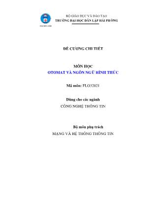 Đề cương Otomat và Ngôn ngữ hình thức