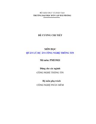 Đề cương Quản lý dự án Công nghệ thông tin