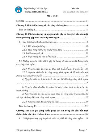 Đề tài Các hiện tượng hư hỏng kết cấu nền mặt đường trên các công trình ngầm và đề xuất giải pháp xử lý