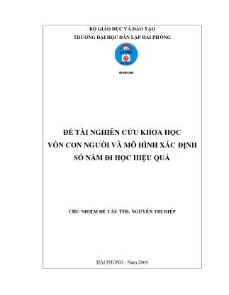 Đề tài Nghiên cứu khoa học vốn con người và mô hình xác định số năm đi học hiệu quả - Nguyễn Thị Diệp