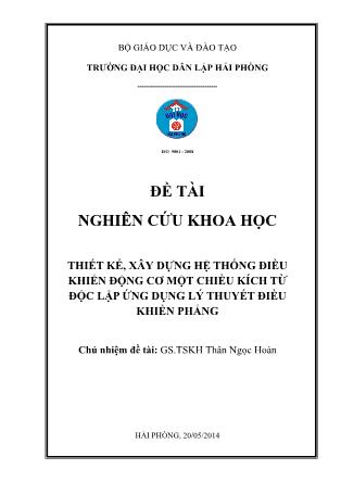 Đề tài Thiết kế, xây dựng hệ thống điều khiển động cơ một chiều kích từ độc lập ứng dụng lý thuyết điều khiển phẳng