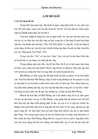 Đề tài Văn hóa ẩm thực bình dân Hải Phòng-Khả năng khai thác phát triển du lịch - Trần Thị Bính