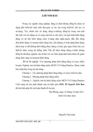 Đồ án Các phương pháp khởi động động cơ xoay chiều ba pha-Nghiên cứu bộ khởi động mềm MCD 3315 hãng Danfoss