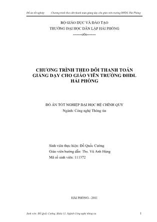 Đồ án Chương trình theo dõi thanh toán giảng dạy cho giáo viên trường ĐHDL Hải Phòng - Đỗ Quốc Cường