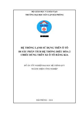 Đồ án Hệ thống lạnh sử dụng trên ô tô đi sâu phân tích hệ thống điều hòa 2 chiều dùng trên xe ô tô hãng