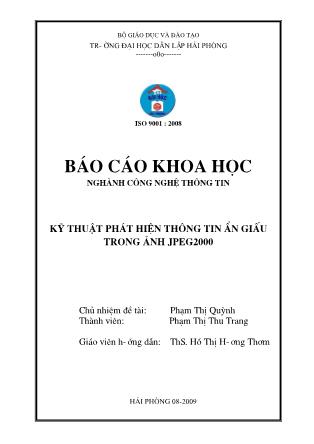 Đồ án Kỹ thuật phát hiện thông tin ẩn giấu trong ảnh JPEG2000 - Phạm Thị Quỳnh