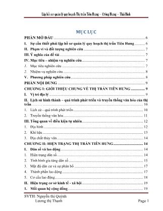 Đồ án Lâp hồ sơ quản lý quy hoạch Thị trấn Tiên Hưng-Đông Hưng-Thái Bình