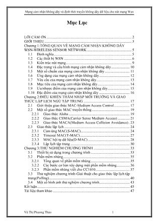 Đồ án Mạng cảm nhận không dây và định thời truyền không dây dữ liệu cho nút mạng Wsn - Vũ Thị Phương Thảo