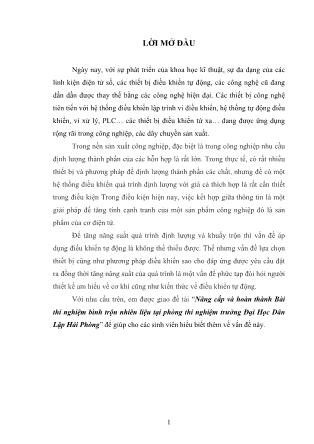 Đồ án Nâng cấp và hoàn thành Bài thí nghiệm bình trộn nhiên liệu tại phòng thí nghiệm trường Đại Học Dân Lập Hải Phòng