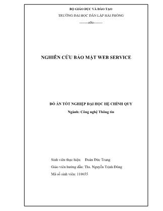 Đồ án Nghiên cứu bảo mật web service - Đoàn Đức Trung