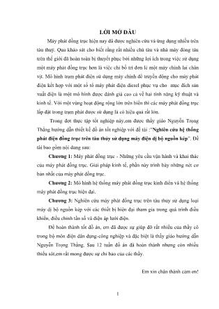 Đồ án Nghiên cứu hệ thống phát điện đồng trục trên tàu thủy sử dụng máy điện dị bộ nguồn kép