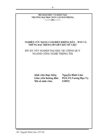 Đồ án Nghiên cứu mạng cảm biến không dây-WSN và những đặc điểm lớp liên kết dữ liệu - Nguyễn Đình Lâm