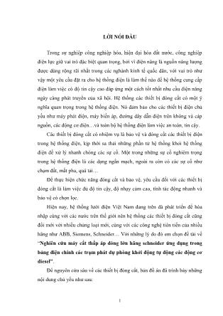 Đồ án Nghiên cứu máy cắt thấp áp dòng lớn hãng schneider ứng dụng trong bảng điện chính các trạm phát dự phòng khởi động tự động các động cơ diesel