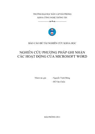 Đồ án Nghiên cứu phương pháp ghi nhận các hoạt động của Microsoft Word - Nguyễn Trịnh Đông