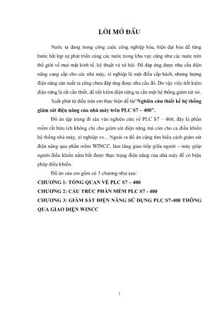 Đồ án Nghiên cứu thiết kế hệ thống giám sát điện năng của nhà máy trên PLC S7–400