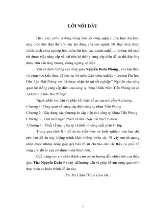 Đồ án Nghiên cứu tổng quan hệ thống cung cấp điện của công ty nhựa Thiếu Niên Tiền Phong cơ sở 2-Dương Kinh-Hải Phòng