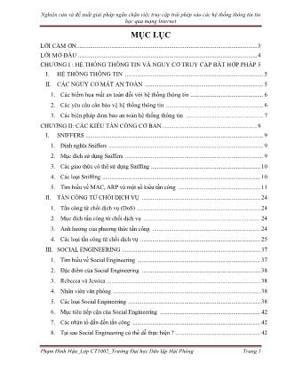 Đồ án Nghiên cứu và đề xuất giải pháp ngăn chặn việc truy cập trái phép vào các hệ thống thông tin tin học qua mạng Internet