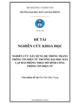 Đồ án Nghiên cứu xây dựng hệ thống trang thông tin điện tử trường đại học dân lập Hải Phòng theo mô hình cổng thông tin điện tử - Trần Hữu Trung