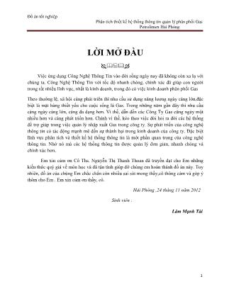 Đồ án Phân tích thiết kế hệ thống thông tin quản lý phân phối Gas Petrolimex Hải Phòng - Lâm Mạnh Tài