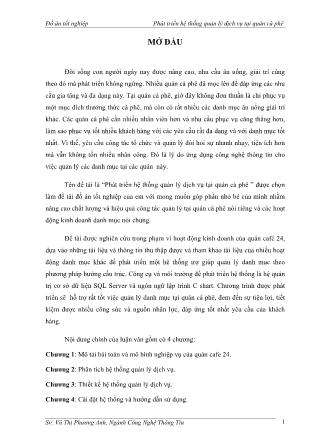 Đồ án Phát triển hệ thống quản lý dịch vụ tại quán cà phê