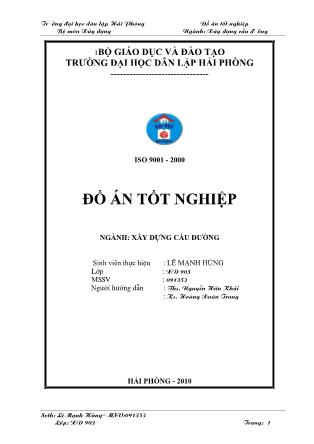 Đồ án Thiết kế tuyến đường qua 2 điểm F11-T1 thuộc tỉnh Thanh Hóa