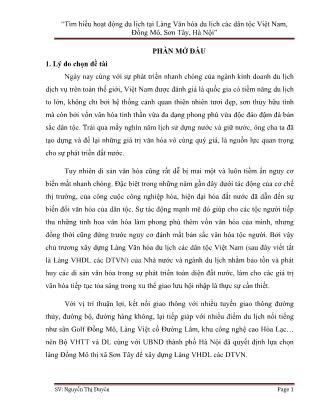 Đồ án Tìm hiểu hoạt động du lịch tại Làng Văn hóa du lịch các dân tộc Việt Nam, Đồng Mô, Sơn Tây, Hà Nội