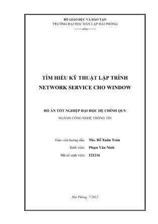 Đồ án Tìm hiểu kỹ thuật lập trình network service cho window - Đỗ Xuân Toàn