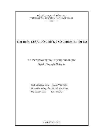 Đồ án Tìm hiểu lược đồ chữ ký số chống chối bỏ - Hoàng Văn Hiệp