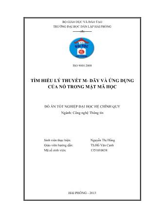 Đồ án Tìm hiểu lý thuyết m-Dãy và ứng dụng của nó trong mật mã học - Nguyễn Thị Hồng