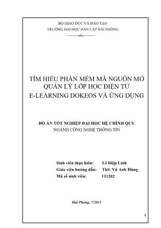 Đố án Tìm hiểu phần mềm mã nguồn mở quản lý lớp học điện tử e-Learning dokeos và ứng dụng - Lê Diệp Anh