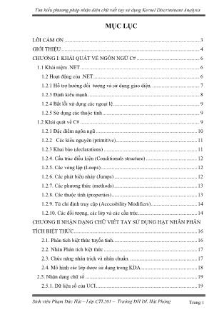 Đồ án Tìm hiểu phương pháp nhận diện chữ viết tay sử dụng Kernel Discriminant Analysis - Phạm Đức Hải