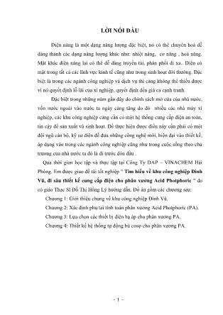 Đồ án Tìm hiểu về khu công nghiệp Đình Vũ, đi sâu thiết kế cung cấp điện cho phân xƣởng Acid Photphoric