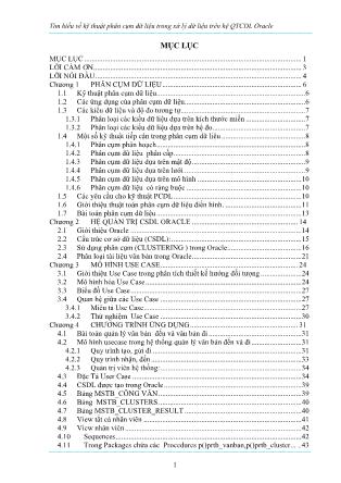 Đồ án Tìm hiểu về kỹ thuật phân cụm dữ liệu trong xử lý dữ liệu trên hệ QTCDL Oracle