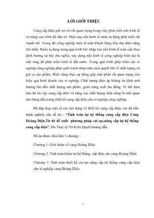 Đồ án Tính toán lại hệ thống cung cấp điện Cảng Hoàng Diệu-Từ đó đề xuất phương pháp cải tạo,nâng cấp lại hệ thống cung cấp điện