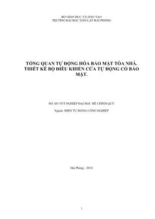 Đồ án Tổng quan tự động hóa bảo mật tõa nhà-Thiết kế bộ điều khiển cửa tự động có bảo mật