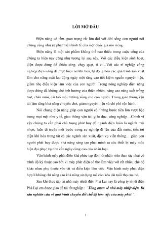 Đồ án Tổng quan về nhà máy nhiệt điện-Đi sâu nghiên cứu về quá trình chuyển đổi chế độ làm việc của máy phát