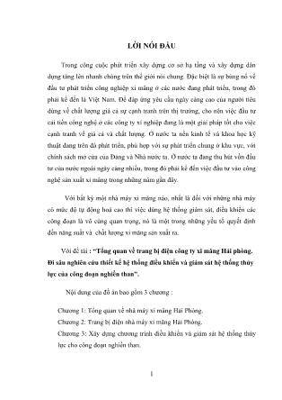 Đồ án Tổng quan về trang bị điện công ty xi măng Hải phòng-Đi sâu nghiên cứu thiết kế hệ thống điều khiển và giám sát hệ thống thủy lực của công đoạn nghiền than