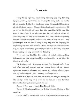 Đồ án Tổng quan về truyền động điện một chiều, đi sâu thiết kế bộ điều khiển động cơ điện một chiều có ổn định tốc độ