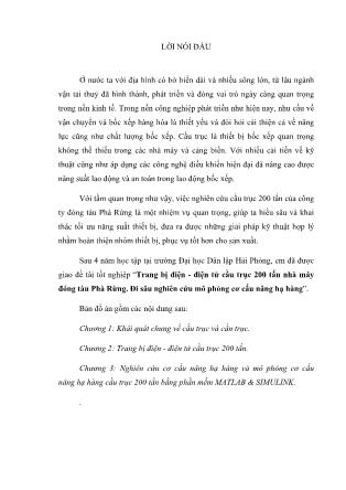 Đồ án Trang bị điện-Điện tử cầu trục 200 tấn nhà máy đóng tàu Phà Rừng-Đi sâu nghiên cứu mô phỏng cơ cấu nâng hạ hàng