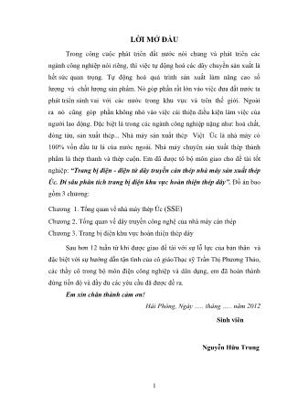 Đồ án Trang bị điện-Điện tử dây truyền cán thép nhà máy sản xuất thép Úc-Đi sâu phân tích trang bị điện khu vực hoàn thiện thép dây