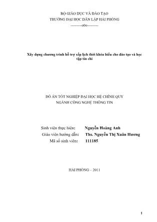 Đồ án Xây dựng chương trình hỗ trợ xếp lịch thời khóa biểu cho đào tạo và học tập tín chỉ - Nguyễn Hoàng Anh