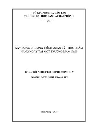 Đồ án Xây dựng chương trình quản lý thực phẩm hàng ngày tại một trường mầm non