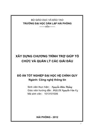 Đồ án Xây dựng chương trình trợ giúp tổ chức và quản lý các giải đấu - Nguyễn Hữu Thắng