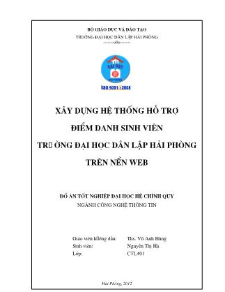 Đồ án Xây dựng hệ thống hỗ trợ điểm danh sinh viên Trường đại học dân lập Hải Phòng trên nền Web - Vũ Anh Hùng