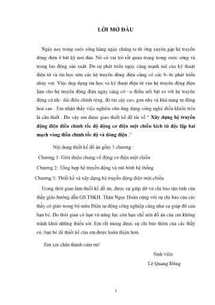 Đồ án Xây dựng hệ truyền động điện điều chỉnh tốc độ động cơ điện một chiều kích từ độc lập hai mạch vòng điều chỉnh tốc độ và dòng điện