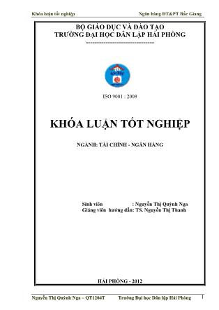 Giải pháp mở rộng tín dụng của ngân hàng đầu tư và phát triển Việt Nam-Chi nhánh Bắc Giang cho các doanh nghiệp vừa và nhỏ - Nguyễn Thị Quỳnh Nga